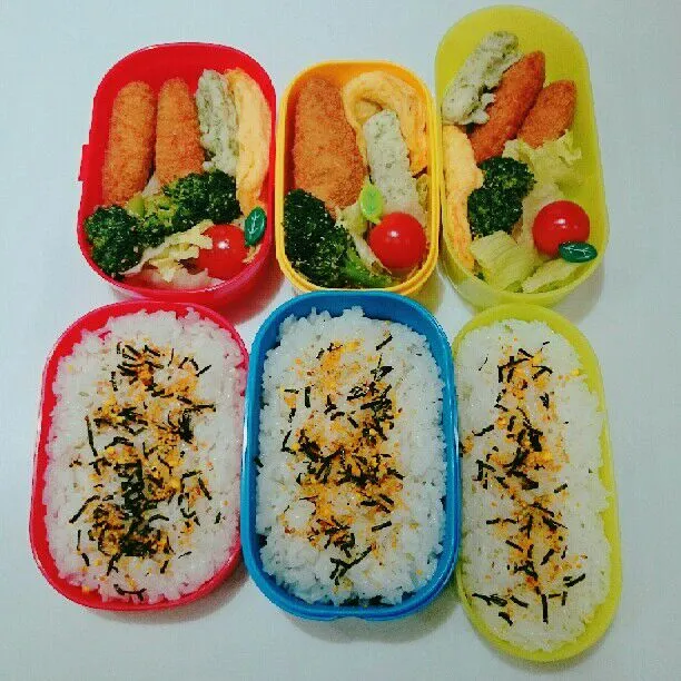 Snapdishの料理写真:11/21(火)の3人弁当🍱|ふみぃさん