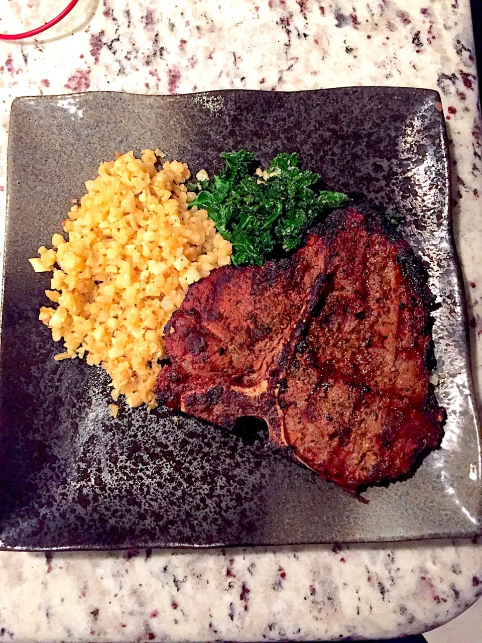 T-Bone Steak, Cauliflower Rice, and Garlic Kale|Rafael Pachecoさん