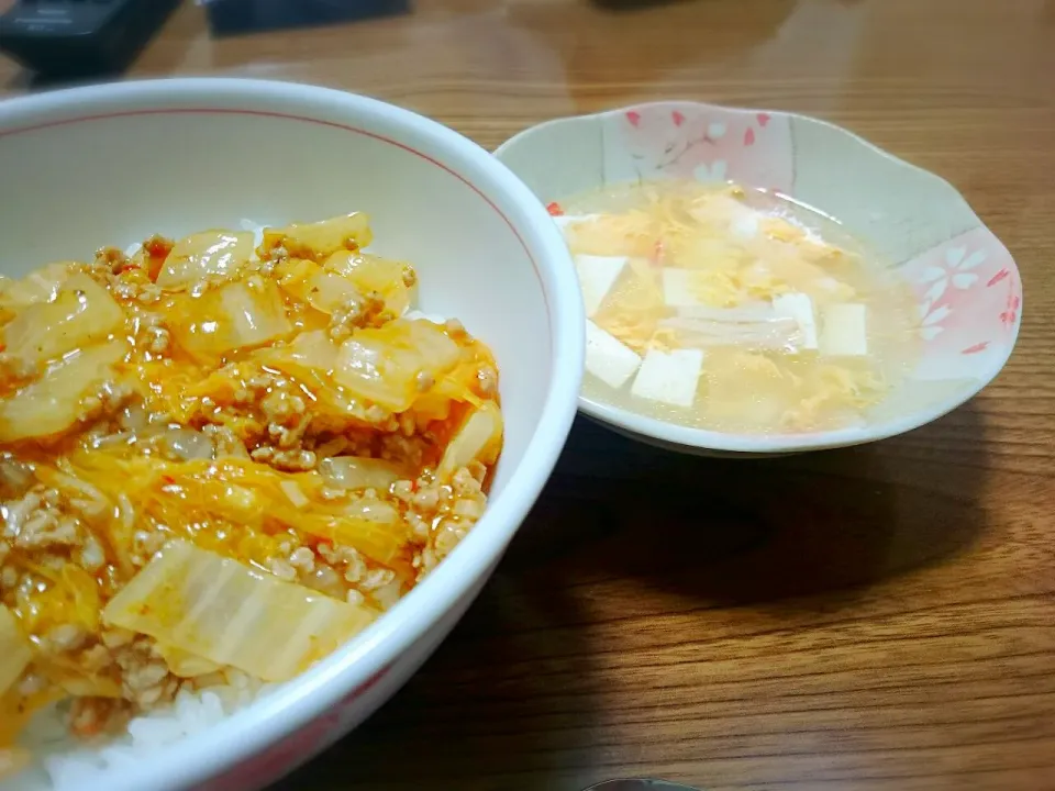 ・麻婆白菜丼
・卵と豆腐の中華スープ|ようかんさん