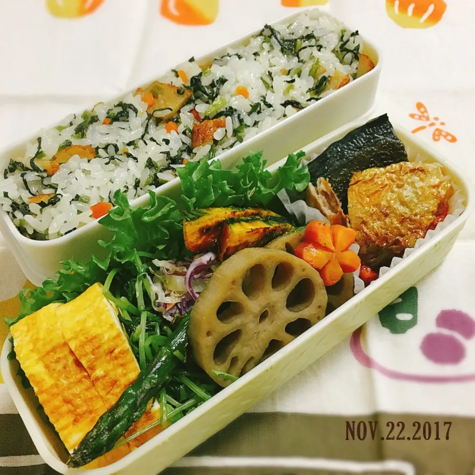 Snapdishの料理写真:菜飯弁当  #お弁当記録  #弁当  #お弁当  #混ぜご飯  #混ぜ・炊き込みご飯/お粥|momo31omomさん