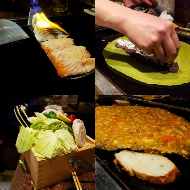 Snapdishの料理写真:初〜亀戸もんじゃ
楽しい

亀戸もんじゃ 
 #イタリアンもんじゃ 
#野菜盛り 
#しめ鯖 炙り#炙りサーモン  
#デザート #抹茶クレープ風あんこ #黒蜜|直樹さん