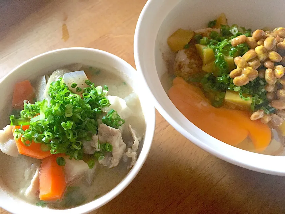 二日酔いの昼ごはん🍚 豚汁は温まる〜😙|しろこ🐾໊さん