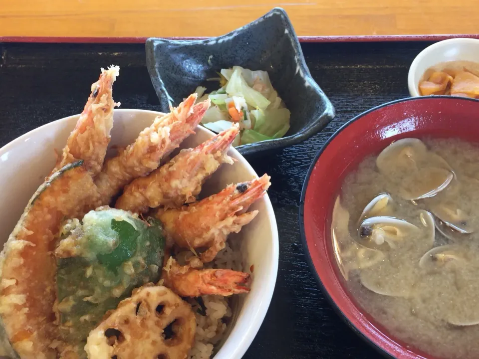 天草の海鮮天丼、隣の養殖場で育った車海老|小次郎さん