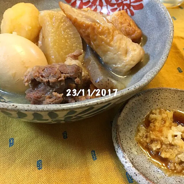 Snapdishの料理写真:生姜醤油でおで〜ん|友さん