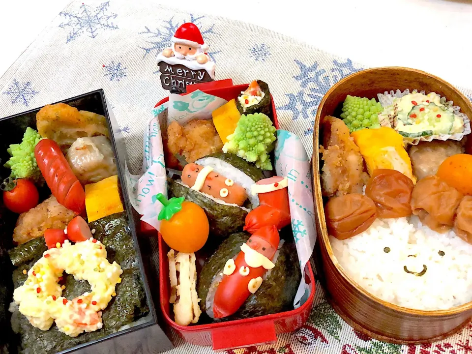 Snapdishの料理写真:#クリスマスお弁当  #顔弁  #のり弁  #娘のお弁当  #学生弁当  #息子のお弁当  #旦那さんお弁当|Yuki Kawasumiさん