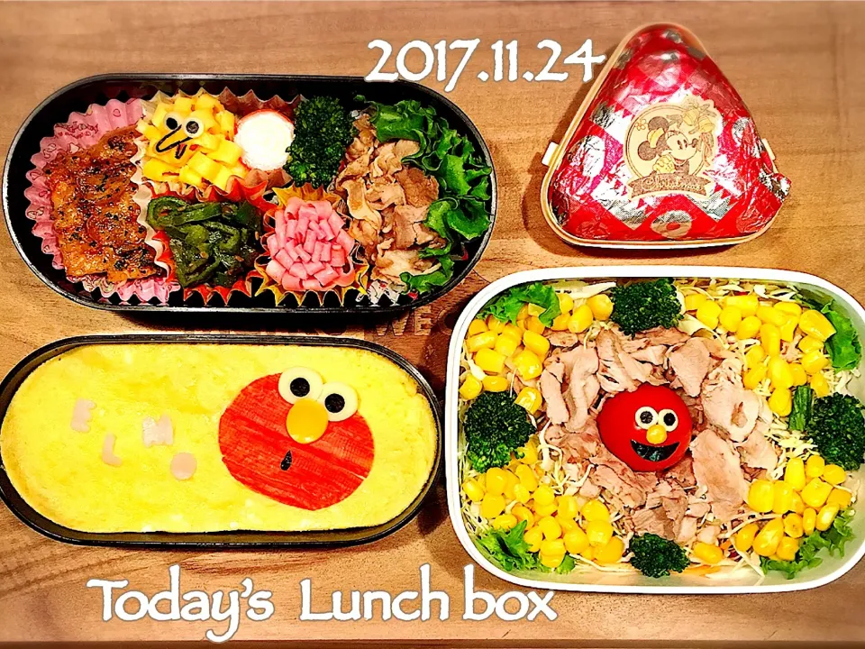 Snapdishの料理写真:本日のOL弁+JKサラダ弁当🍱😋
今日は、エルモ❣️
おかずにビッグバードもいてます🐤|あさちゃん☆さん