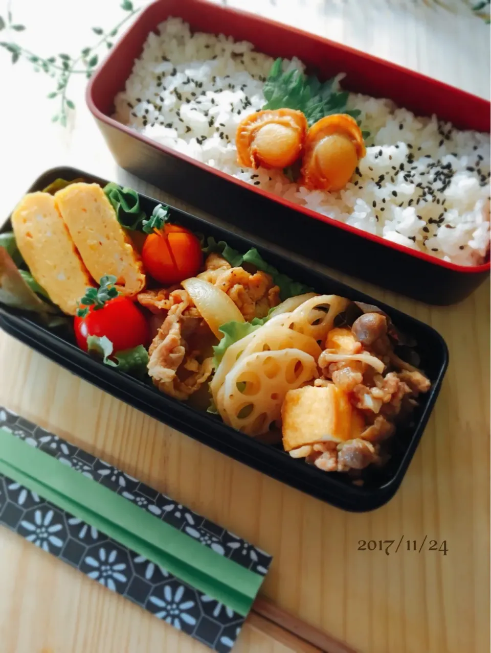 Snapdishの料理写真:✴︎旦那さんの豚こま肉のカレー味ソテー弁当|津久井 美知子(chiko)さん