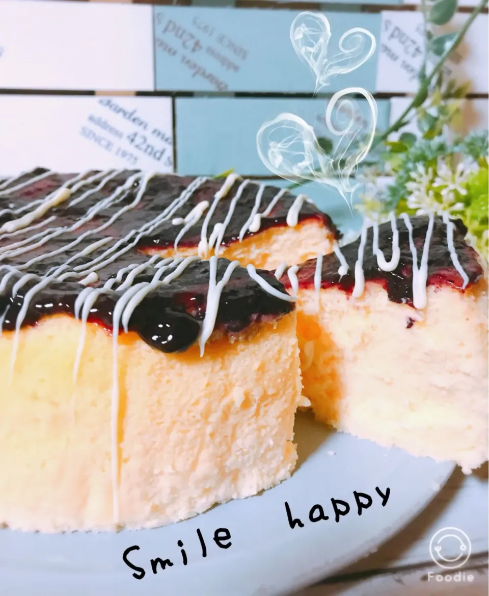 スフレチーズケーキ❤ブルーベリージャム|akinakaさん