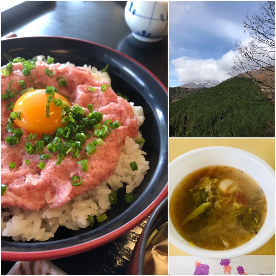 Snapdishの料理写真:ねぎとろ丼と振舞い豚汁|Norikoさん