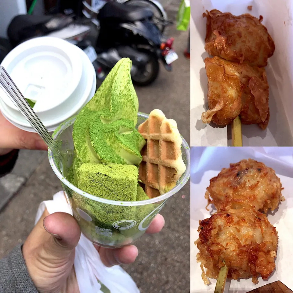 極み抹茶わらびソフト🍦
抹茶ラテ☕️
練りもの  ゆばチーズ   たこネギ|るみおんさん