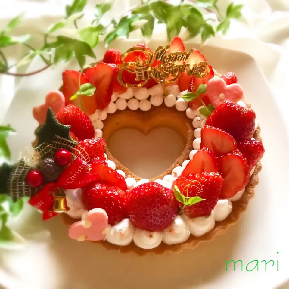 リースタルト🍓 #手作りお菓子 #手作りスイーツ #手作りおやつ #いちごのリースタルト#いちご|まーり（@mariyuiren）さん