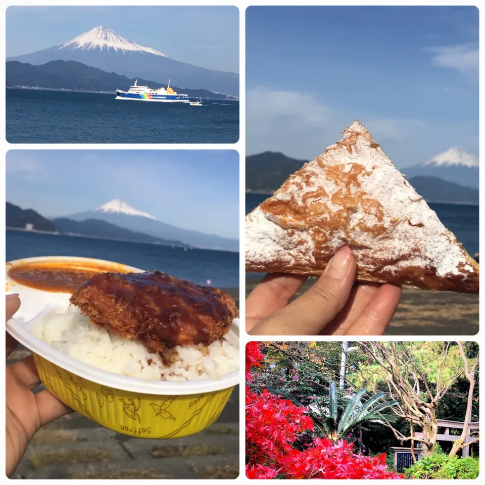 お惣菜！🤣私だって食べますよ👍 スーパーのお惣菜カレーにチキンカツのっけ インストアベーカリーのパン #三保の松原 #三保神社 1090円（税別）のブランチ|佐野未起さん