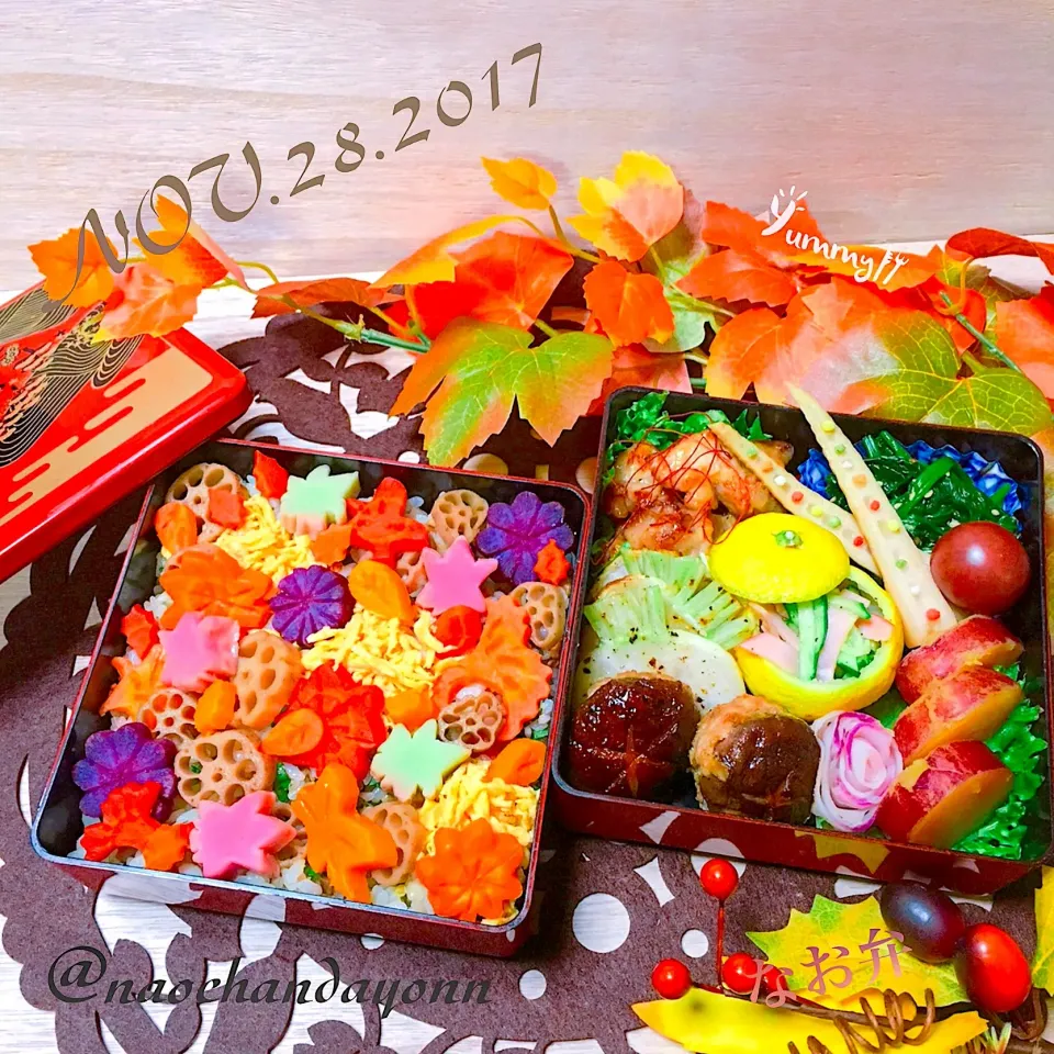 Snapdishの料理写真:秋の紅葉弁当🍁|naochandayonnさん