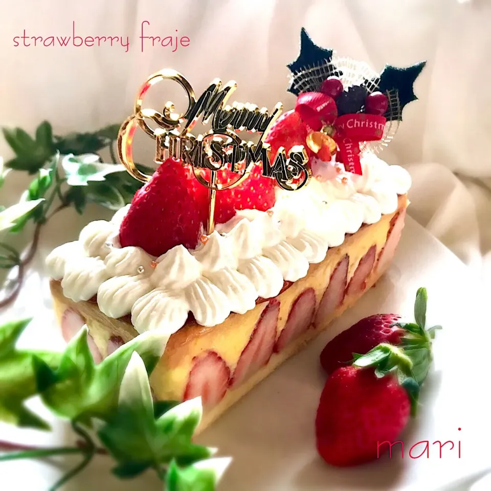 いちごのフレジェ🍓
 #手作りおやつ  #手作りケーキ  #手作りスイーツ  #手作りケーキ #フレジェ|まーり（@mariyuiren）さん