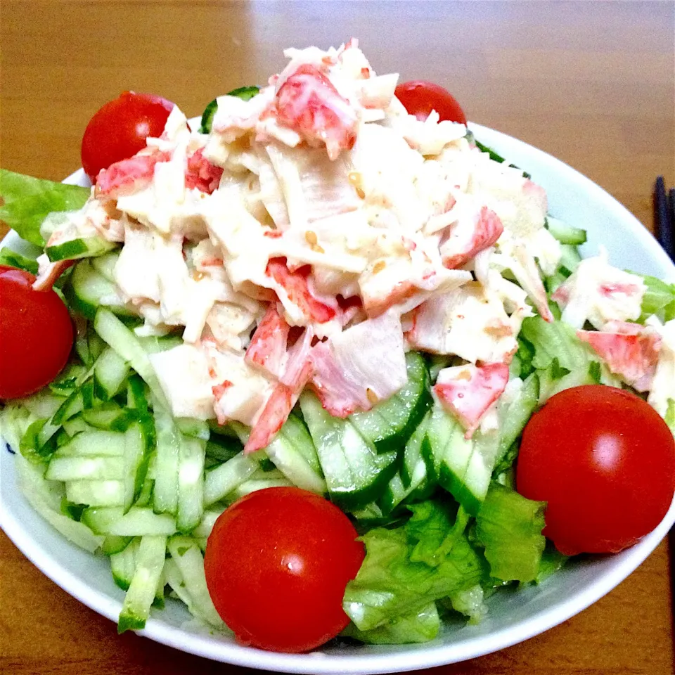 カニカマの辛子マヨネーズ和えサラダ🍀 #手抜き料理|まいりさん