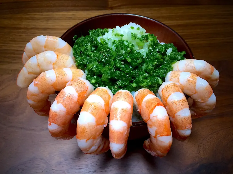 佐野未起さんの蕪葉ジェノベーゼ🍀オンザライス炊きたて🍚🌷
蕪葉ときどきエビ🍤🎶  
今日は、まいりさんとコラボ😉|ぱぴこ家さん