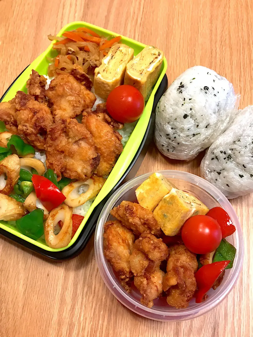 2017.11.29 中2＆高2男子 唐揚げ弁当〜(*´∀｀*)
 #高2弁当  #中2弁当  #お弁当  #唐揚げ|mari-pさん