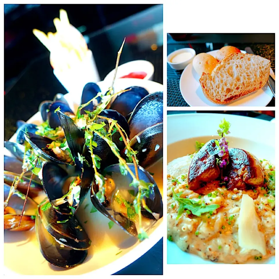 Blue mussels, foie gras risotto|キノコ🍄さん