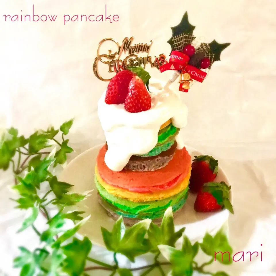 レインボーパンケーキ🥞🌈
#コストコパンケーキミックス #パンケーキ #手作り|まーり（@mariyuiren）さん