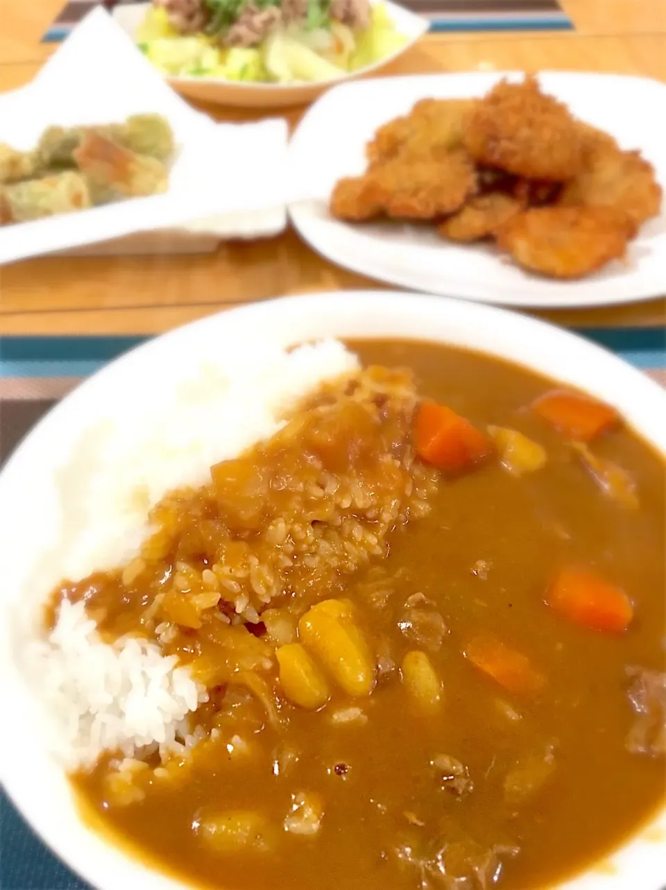 ｽﾍﾟｱﾘﾌﾞカレー#
ヒレカツ#
豚しゃぶサラダ##
磯辺揚げ|タッちゃんさん