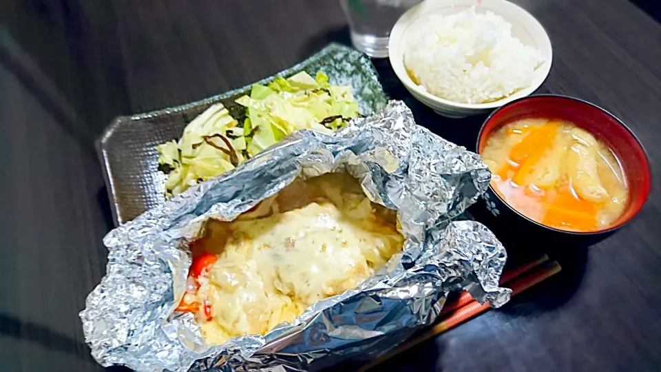 鶏肉と野菜の味噌チーズ焼き|サトリさん