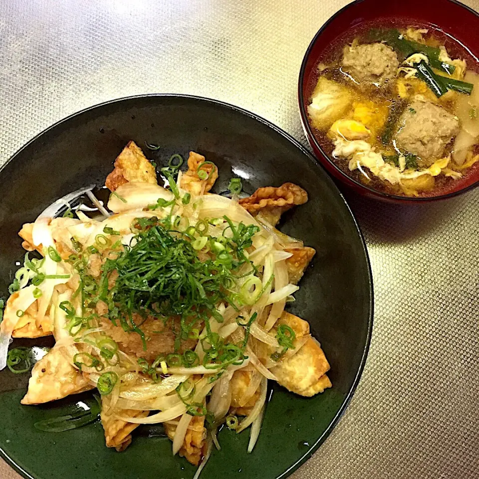 揚げ餃子と余り種のつみれスープ( ´ ▽ ` )|SyuyaOkunoさん