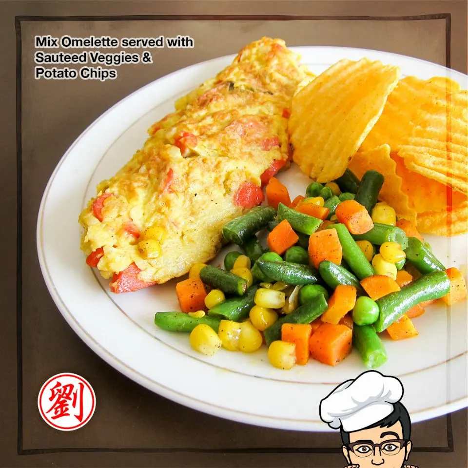 🥚🍳 Mix Omelette served with Sauteed Veggies & Potato Chips 🥕🌽🥔|Hadi Santosaさん