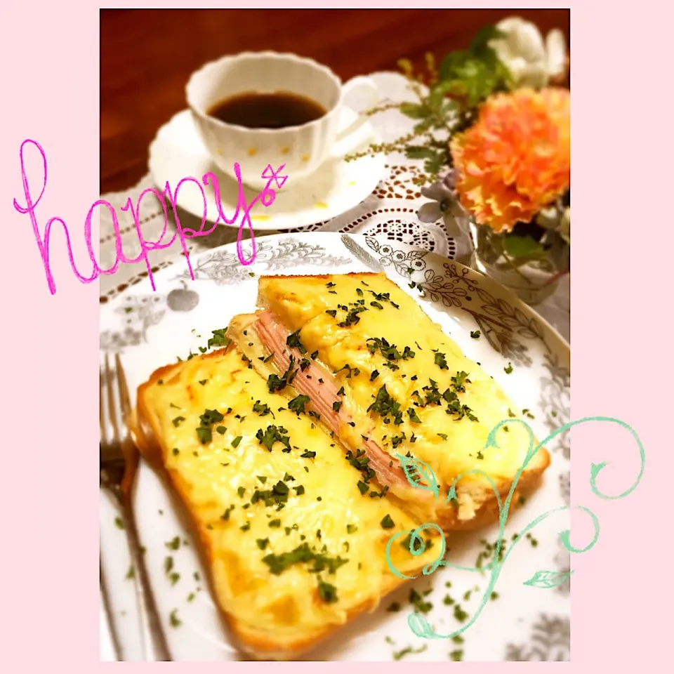 クロックムッシュ💖
簡単ランチ✨|七味さん