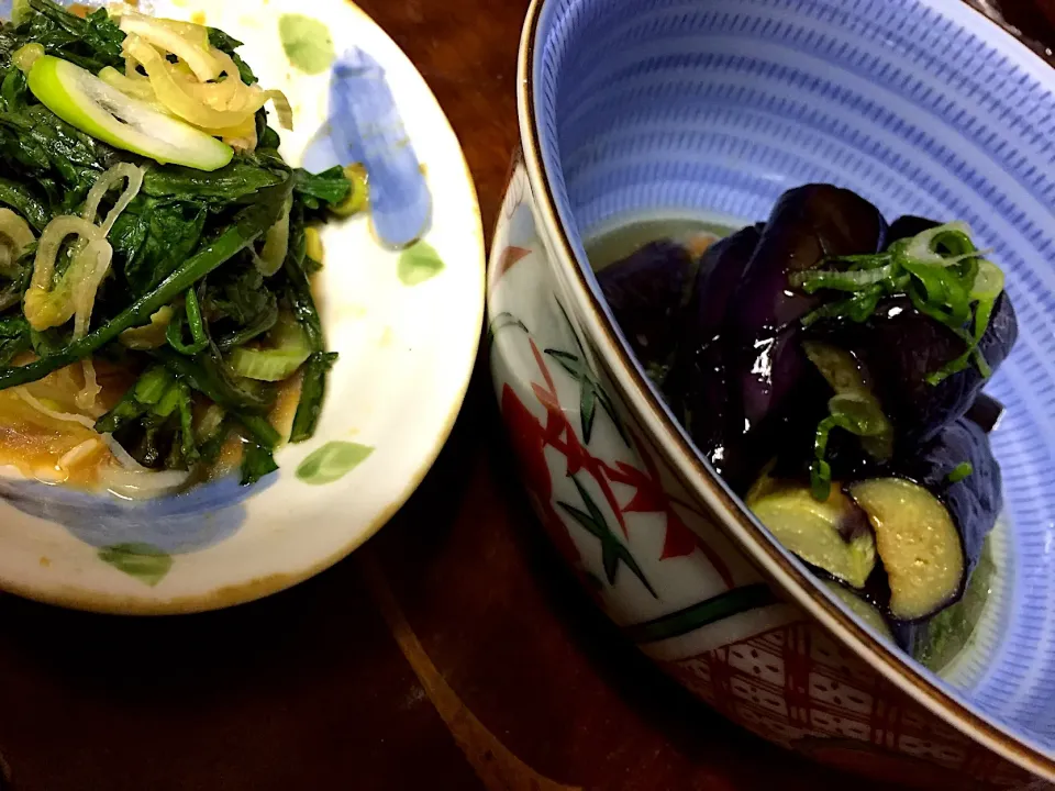 茄子煮浸し。春菊味噌和え|秋山明子さん