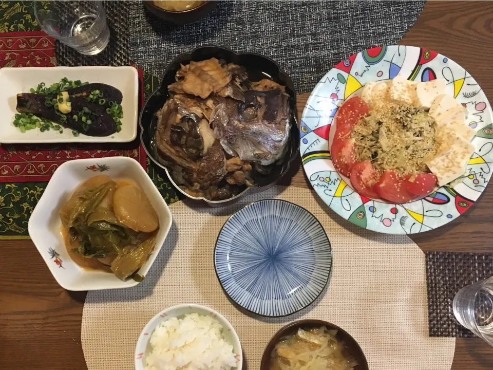 #鯛のアラ煮#焼きなす#大根と長ねぎの煮物|あゆ美さん