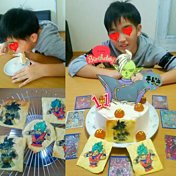 Snapdishの料理写真:次男坊、おめでとうさん🎉🎉🎉   シフォンケーキ💙ふぁあ💕ふぁあ
ミルクティクリーム

レモンティーでドラゴンボールゼリー|ひとみんΨ(*´∀｀)Ψさん