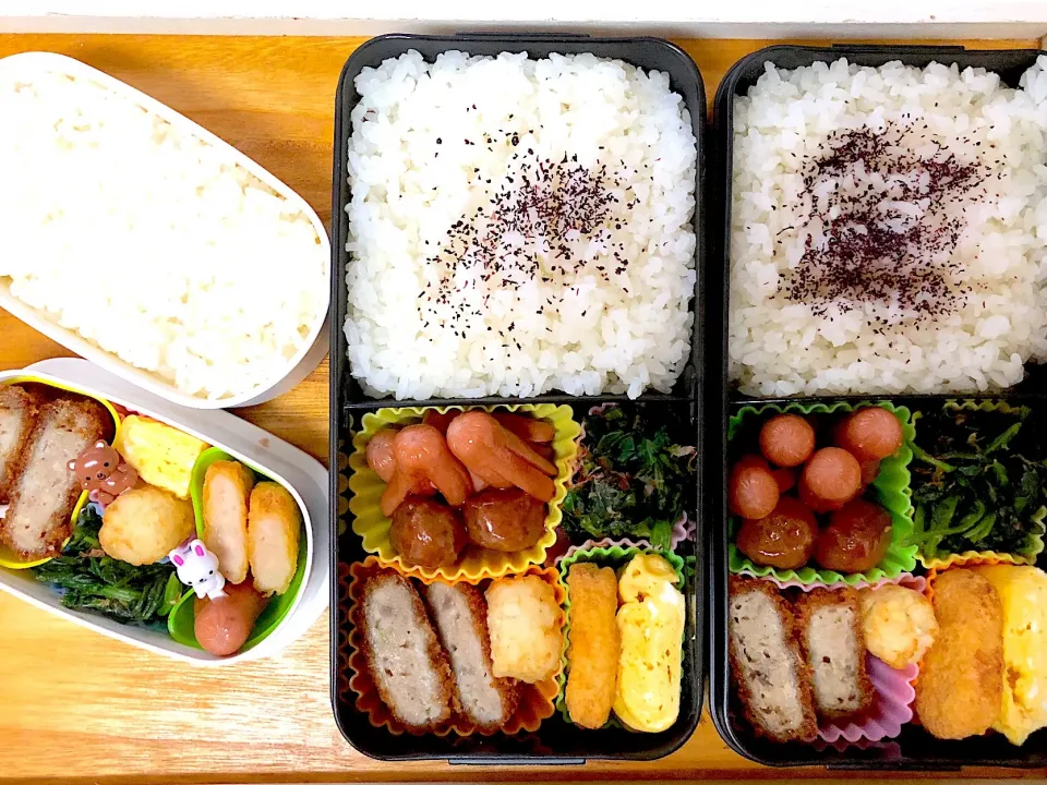 Snapdishの料理写真:中3娘と男子2人お弁当🍱
 #ナッツアレルギー 
 #牛乳アレルギー 
 #お弁当|とんちゃさん