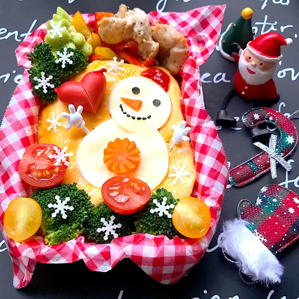 雪だるまのオムライス弁当⛄️|ajaさん