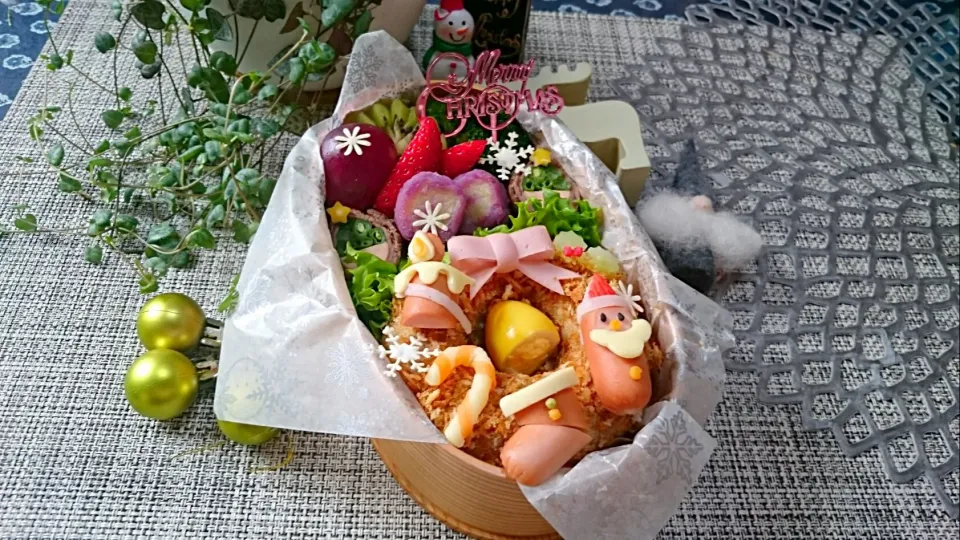 #jk弁当 #高校生弁当 #女子高生弁当 #曲げわっぱ弁当 #クリスマス弁当|luluさん