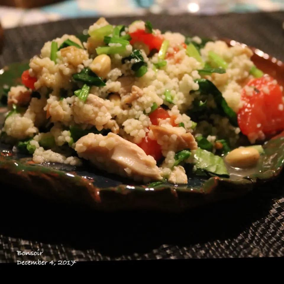 鶏とほうれん草 大豆トマトのクスクス🤭|yasuko murakamiさん