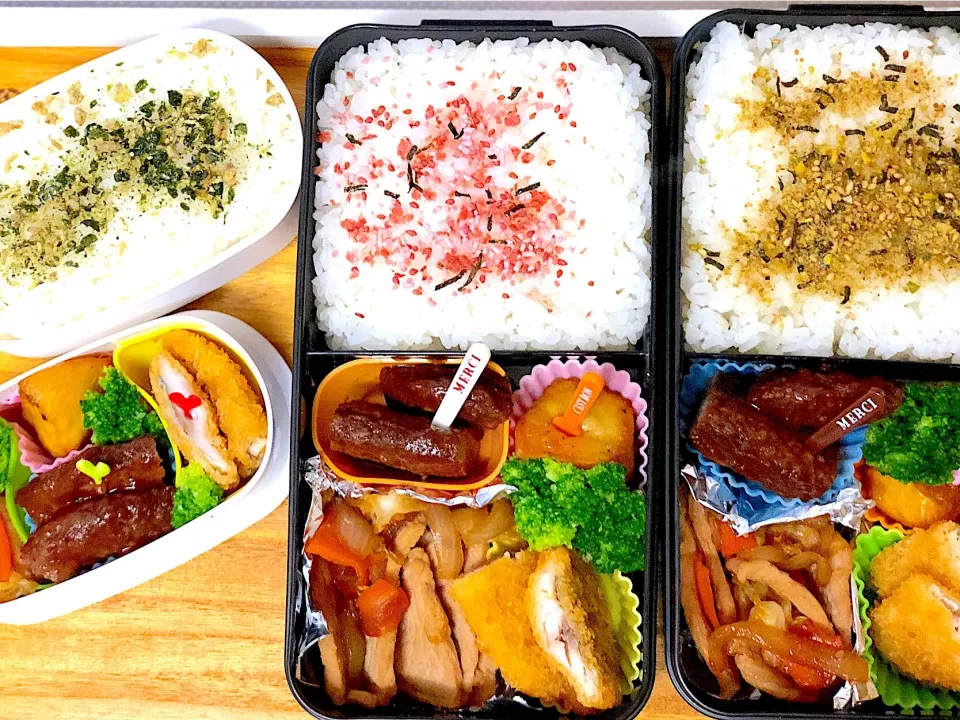 Snapdishの料理写真:中3娘と男子2人お弁当🍱
 #お弁当 
 #牛乳アレルギー 
 #ナッツアレルギー|とんちゃさん