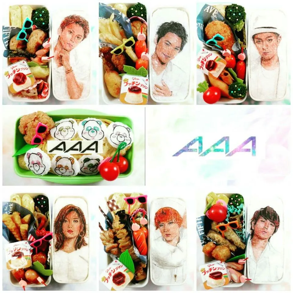 『AAA』弁当 集合写真
 #オブラートアート
 #オブアート
 #似顔絵弁当|みんなのあねごさん