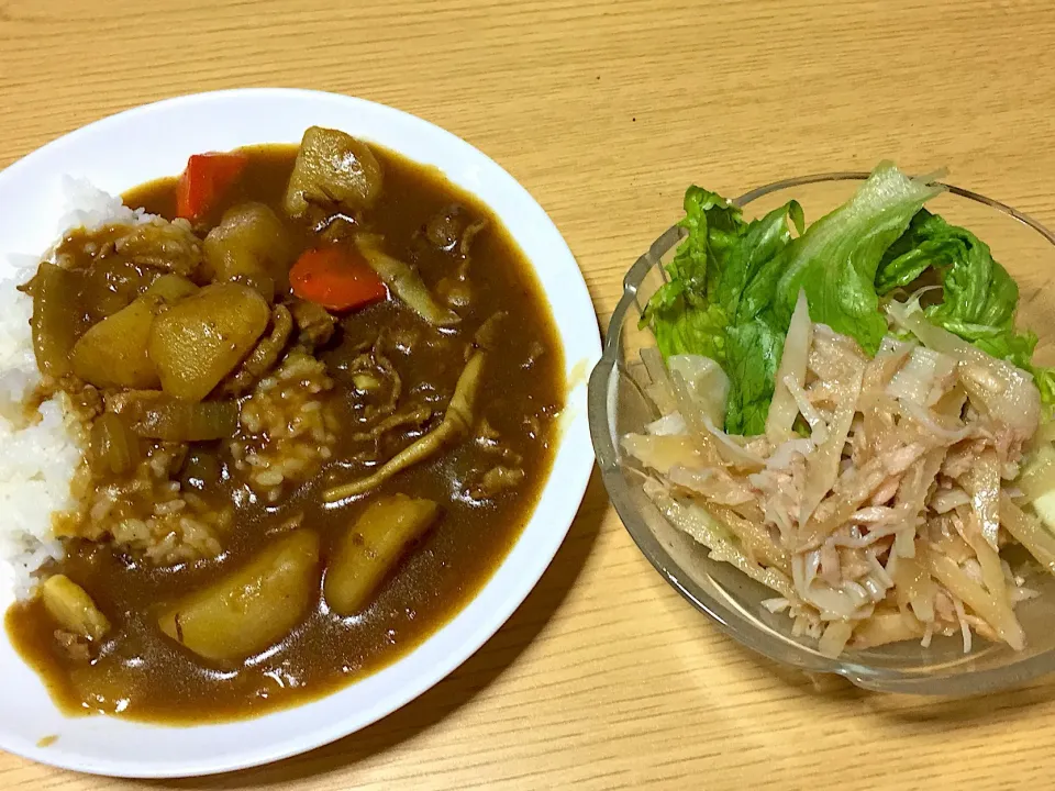 カレーライスとヤーコンサラダ 
よさこい練習に行くので、ササっと作ったよ|Noriko Hosokawaさん