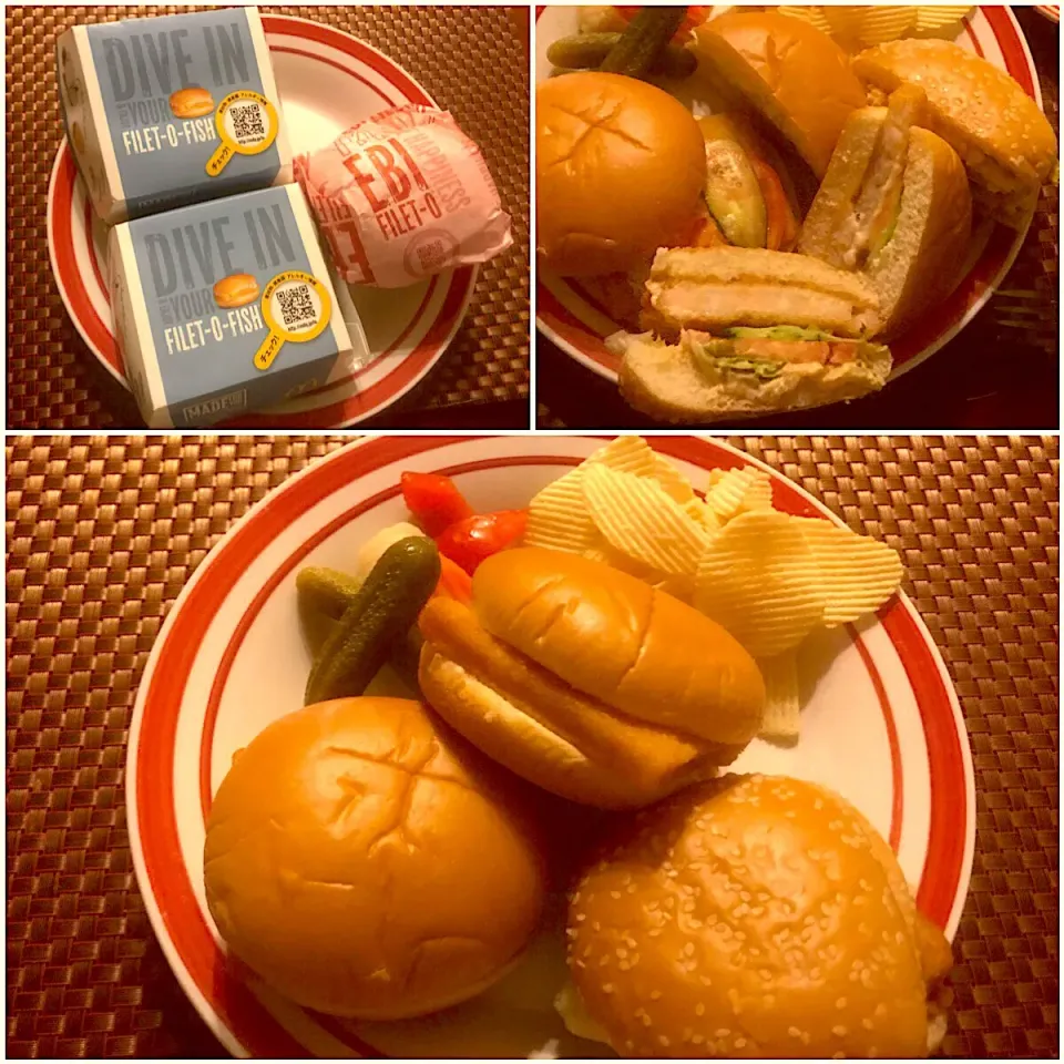 Snapdishの料理写真:Filet-O-Fish🐟ﾌｨﾚｵﾌｨｯｼｭﾊﾞｰｶﾞｰ
Shrimp Burger🦐海老ﾌｨﾚｵ|🌈Ami🍻さん