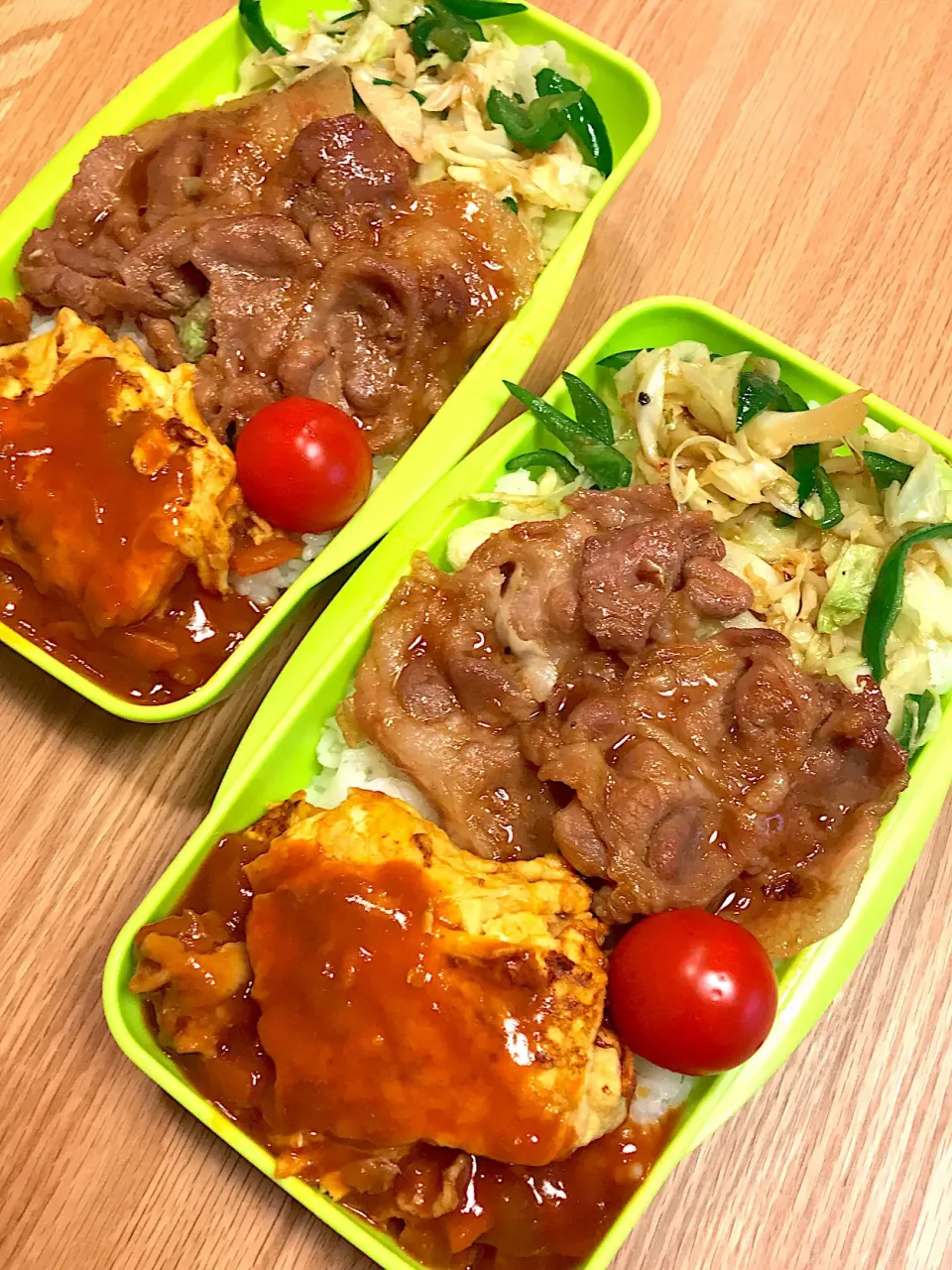 2017.12.7 中2＆高2男子 生姜焼き弁当〜(*´∀｀*)
 #高2弁当  #中2弁当  #生姜焼き弁当|mari-pさん