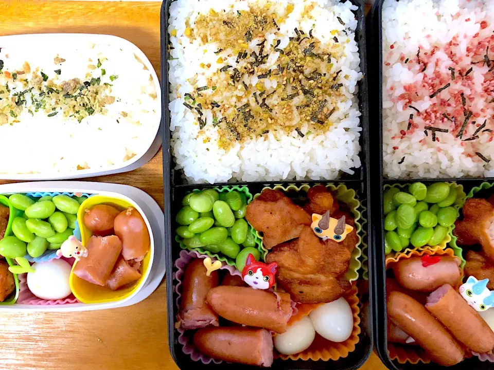 Snapdishの料理写真:中3娘と男子二人お弁当🍱😋
 #お弁当 
 #牛乳アレルギー 
 #ナッツアレルギー|とんちゃさん