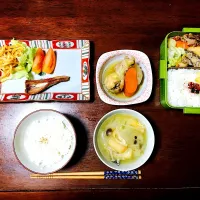 Snapdishの料理写真:#和食  #朝食  #やっぱ和食でしょ2017  #焼き魚 #弁当|あやのさん