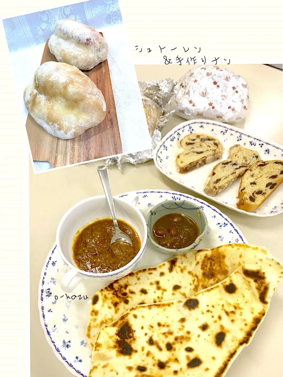 Snapdishの料理写真:シュトーレン&手作りナン|o-kazuさん