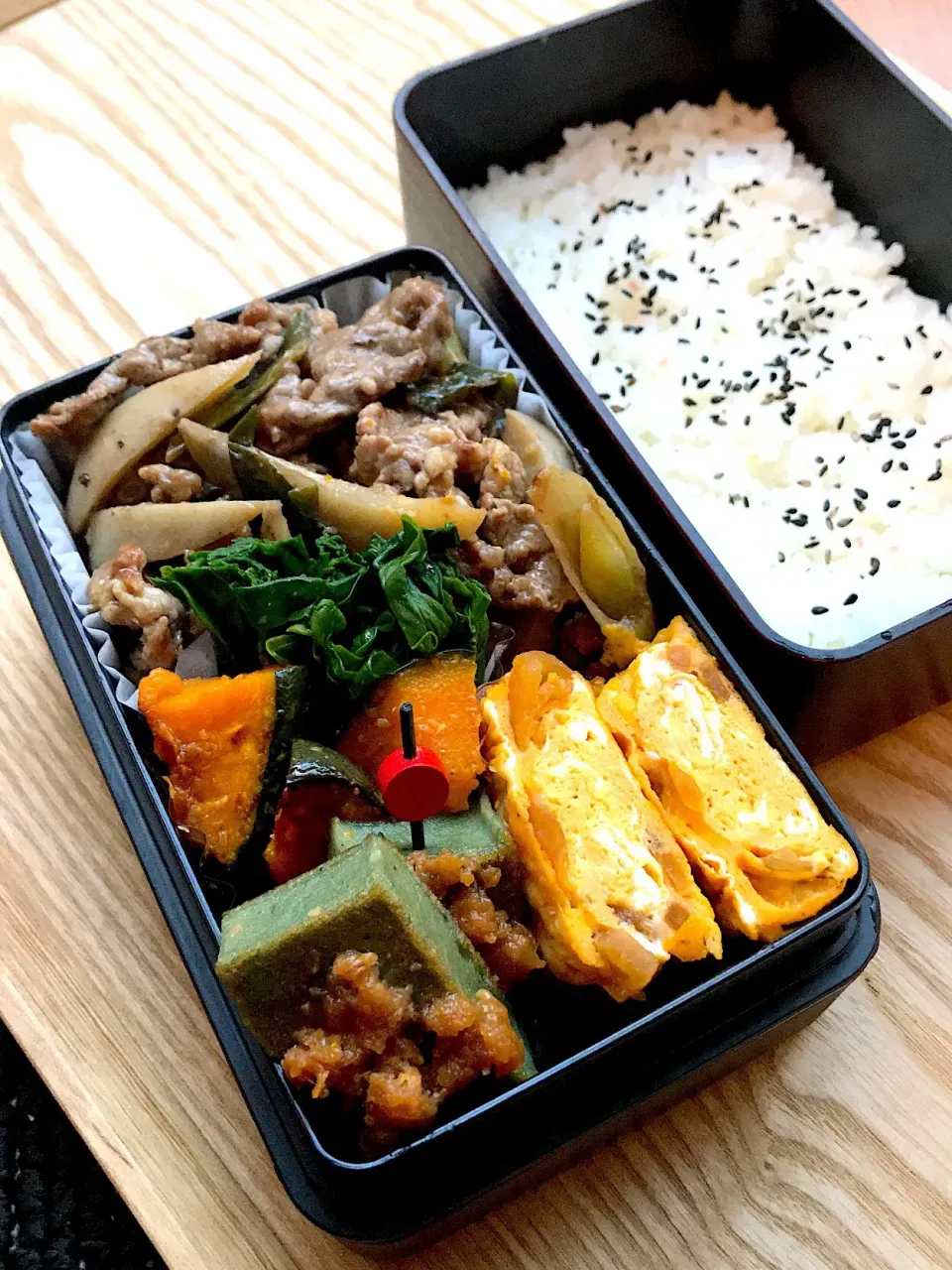 牛肉と蓮根の生姜醤油炒め弁当|二キィさん