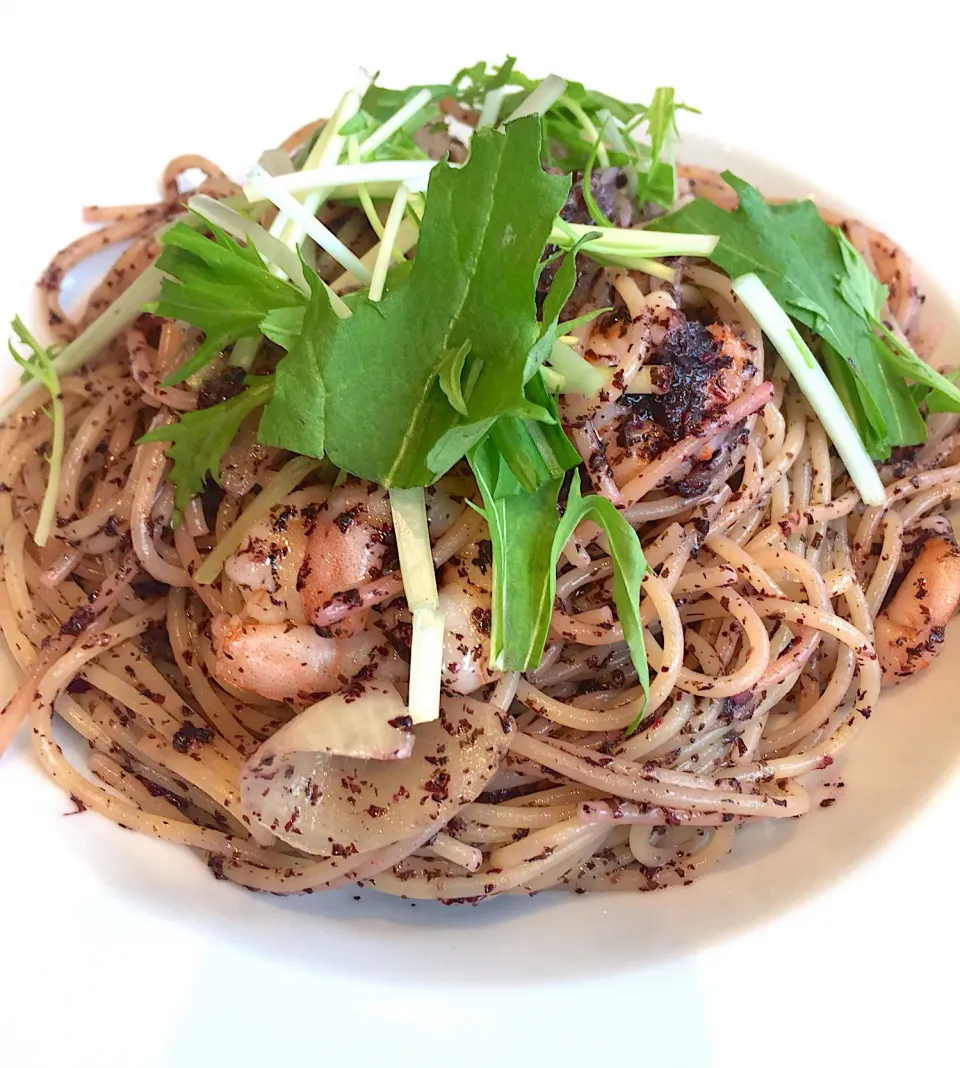 本日のランチ
海老と玉ねぎのゆかりバターソースパスタ|masakoさん