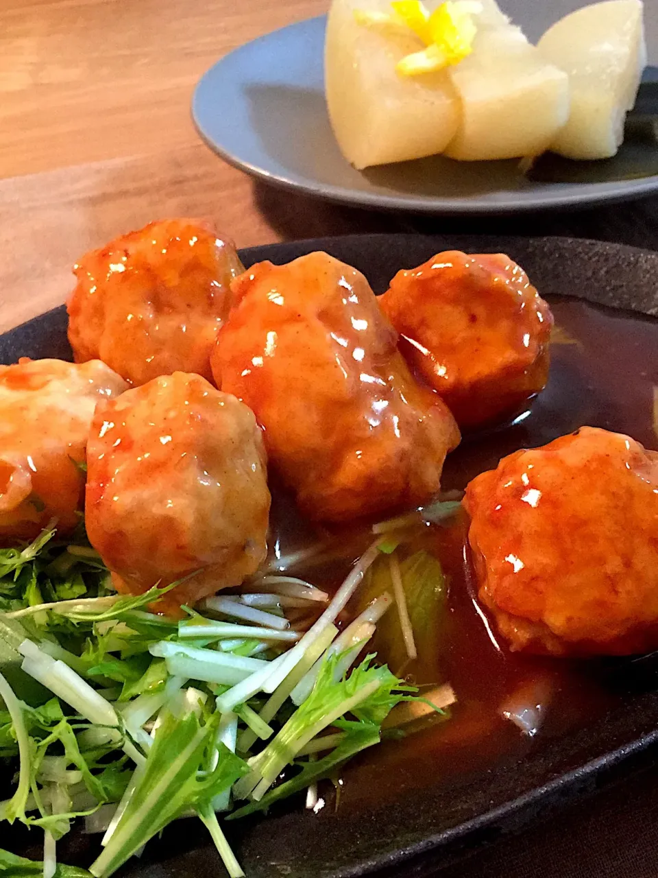 鶏団子の甘酢あんかけ|ひっちゃんさん