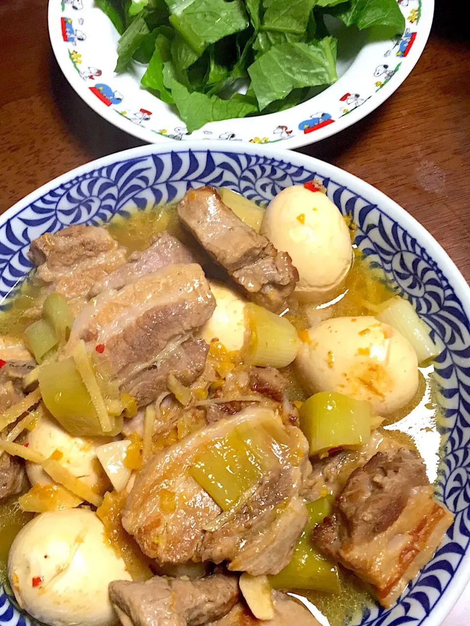 豚バラ肉の柿柚子ポン酢煮   サラダ🥗|掛谷節子さん