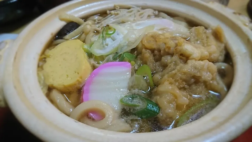 Snapdishの料理写真:鶏天鍋焼きうどん|ボンゴさん