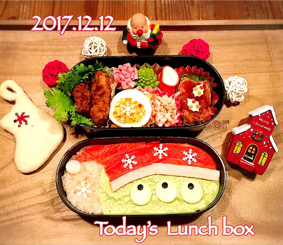 Snapdishの料理写真:本日のJK弁🍱😋
今日は、クリスマスのリトルグリーンメン
（⦿⦿⦿）🎅🎄💖|あさちゃん☆さん