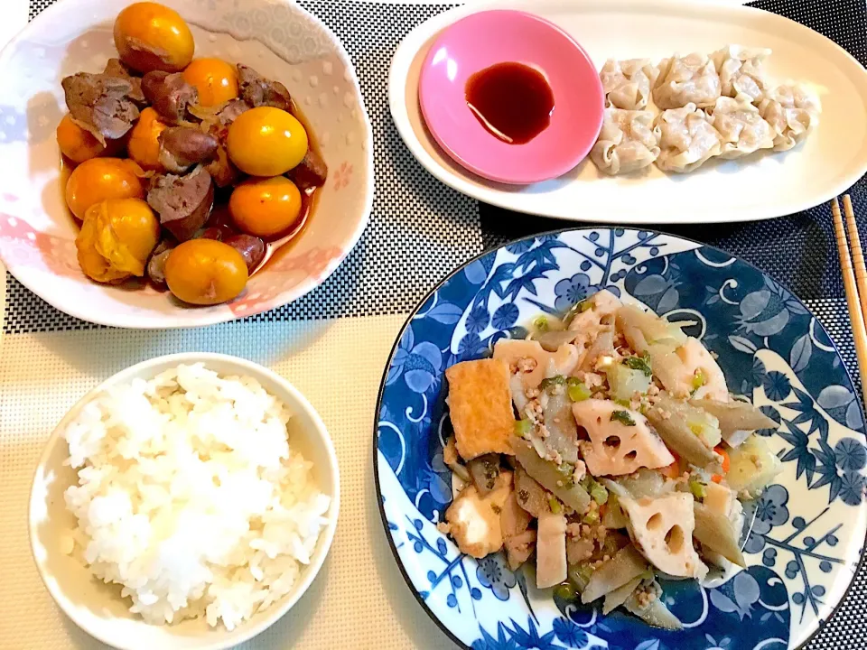 レバー煮、根菜と厚揚げと挽肉の炊いたん|りんこさん